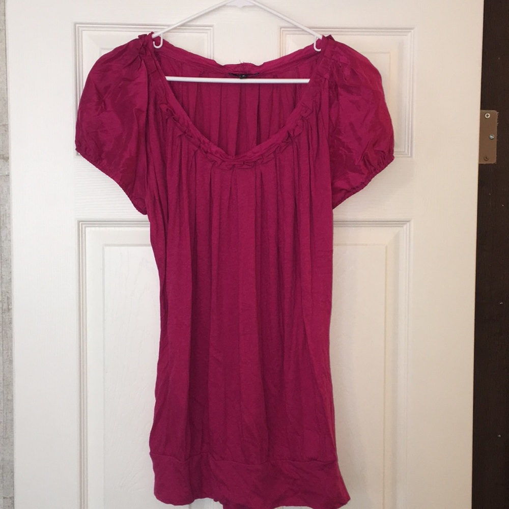Express top, cotton blend with 100% silk sleeves